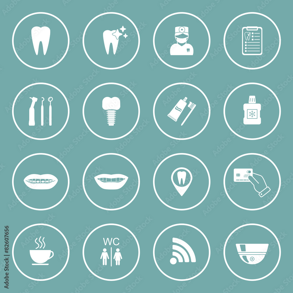 Set of dental icons. Isolated. White. vector Set of dental icons. Isolated. White. vector