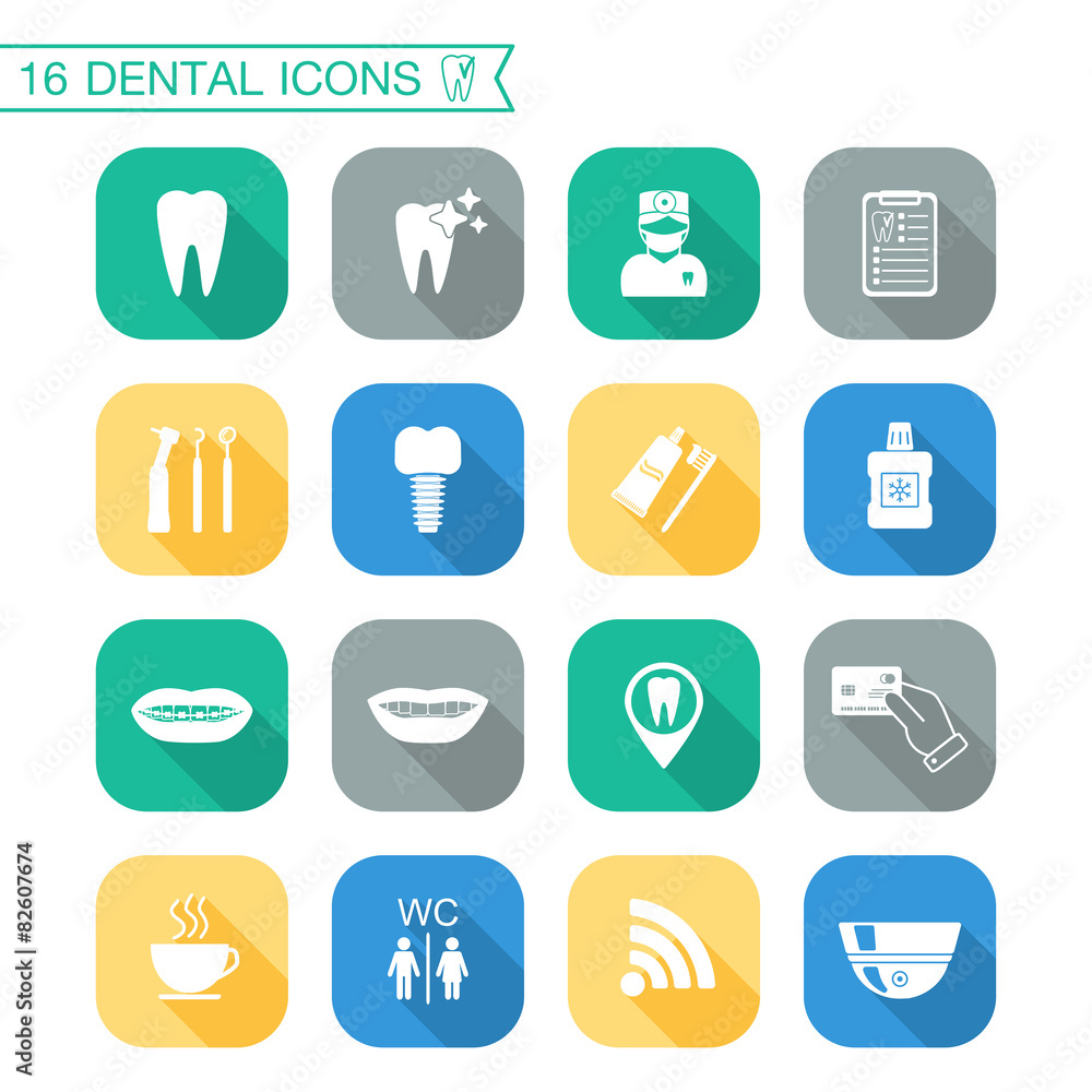 Set of dental icons. Silhouette Flat design. vector Set of dental icons. Silhouette Flat design. vector