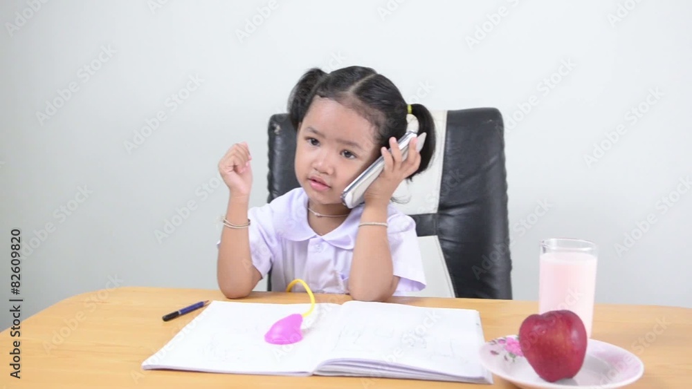 Asian kids - Thai girl eating apple Asian kids - Thai girl eating apple