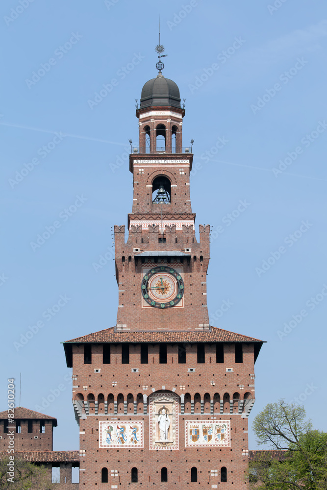The Filarete Tower of the Castello Sforzesco in Milan, Italy