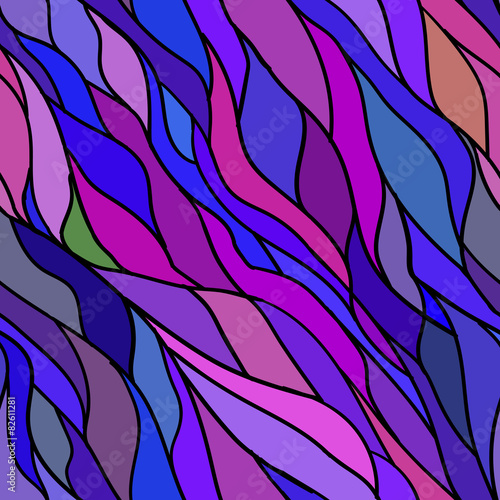 Abstract vector seamless wave of black doodle drawn lines