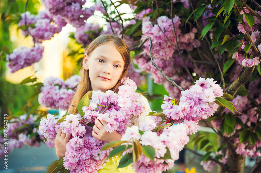 Spring portrait of a cute little girl Spring portrait of a cute little girl