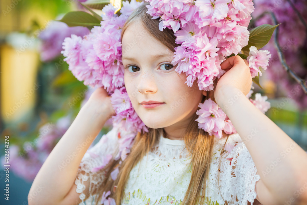 Spring portrait of a cute little girl Spring portrait of a cute little girl