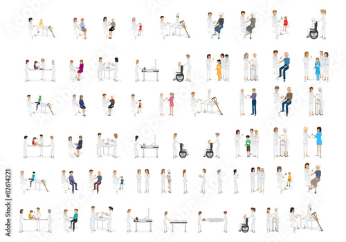 Medical Staff And Patients Different Situations - Isolated On Background - Vector Illustration, Graphic Design Editable For Your Design