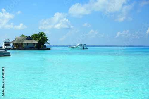 View of beautiful blue ocean water in Baros Maldives