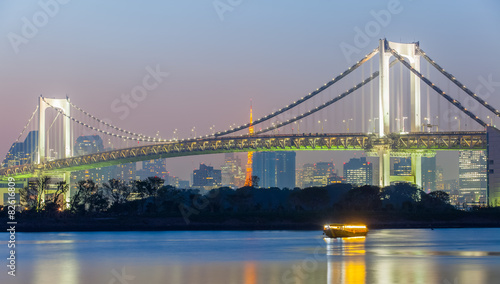 Tokyo bay and Tokyo rainbow bridge in evening © torsakarin