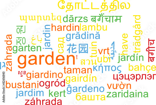 Garden multilanguage wordcloud background concept