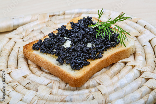 Black caviar toast