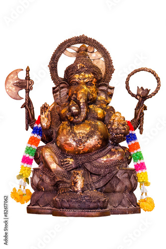 idol of Hindu god Ganesha  isolate on white background.