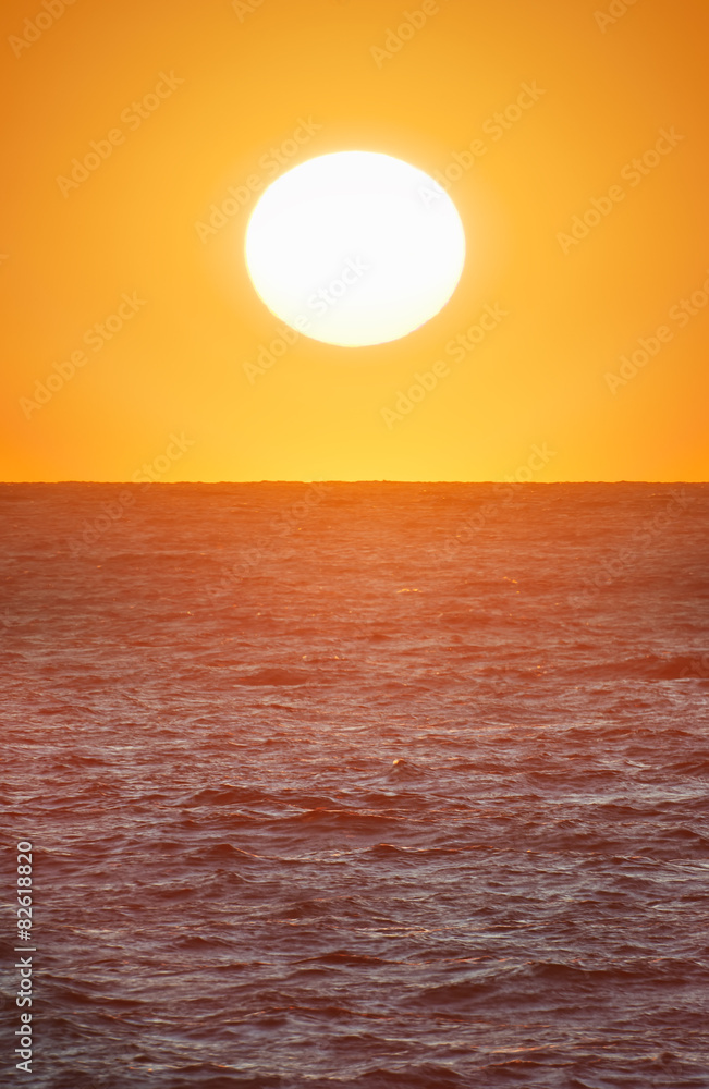 Big sun on the sea