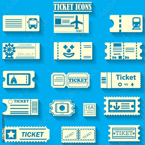 yellowr color ticket icons on bluebackground