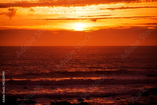 Scenic Red Ocean Sunset