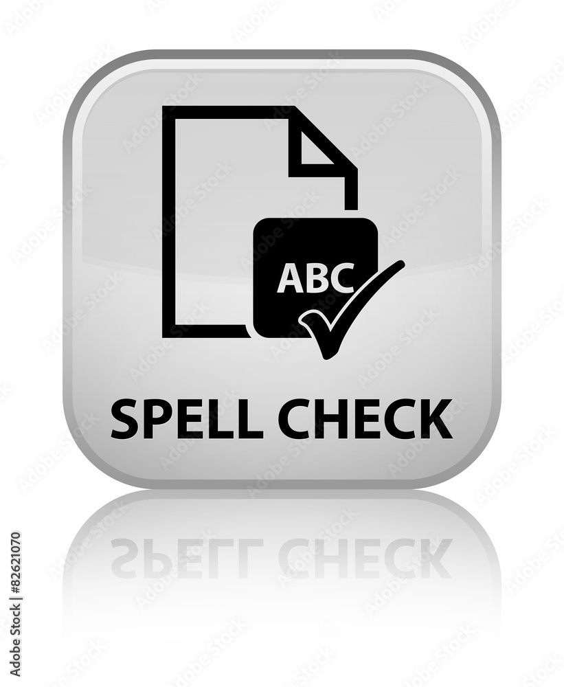 Spell check document white square button Spell check document white square button