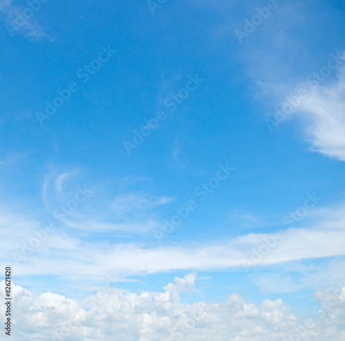 plumose clouds in the blue sky