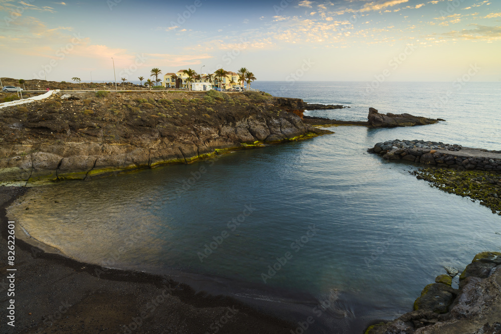 Beautiful beach and bay at sunset. Tenerife, Canary Islands