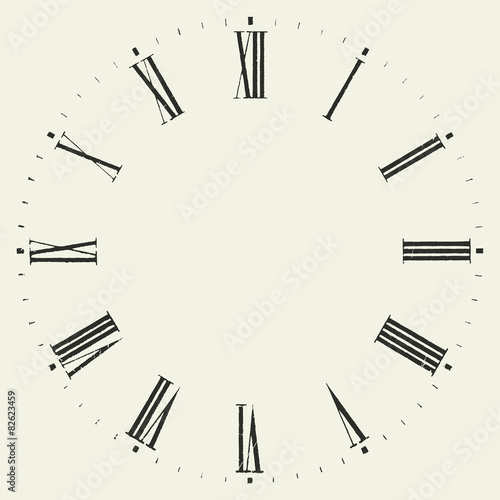 Vintage dial. Roman numeral clock.