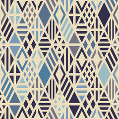 Fototapete Beigefarbene Muster Blaues geometrisches Rautenmuster nahtlos  © ilyabolotov