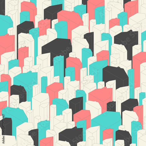 Set of abstract houses in hipster colors.