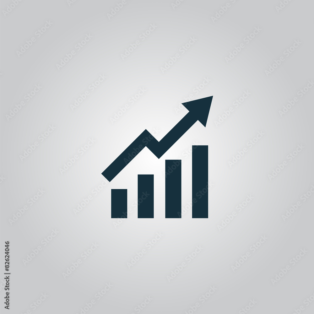 Growing bars graphic icon with rising arrow Growing bars graphic icon with rising arrow