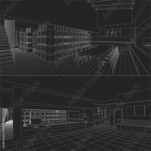 Interior drawing. Architectural design.