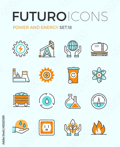 Power and energy line icons