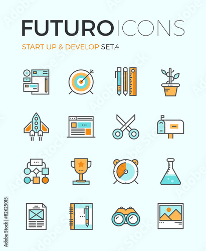 Startup develop futuro line icons