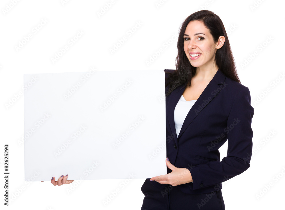 Caucasian businesswoman show with white board Caucasian businesswoman show with white board