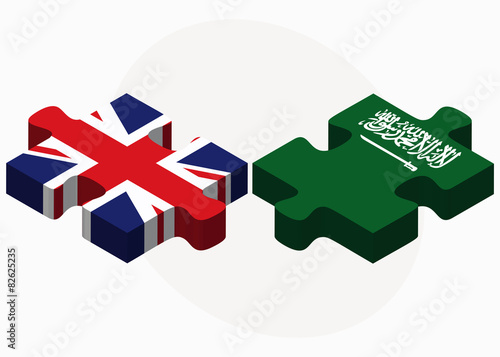 United Kingdom and Saudi Arabia Flags in puzzle