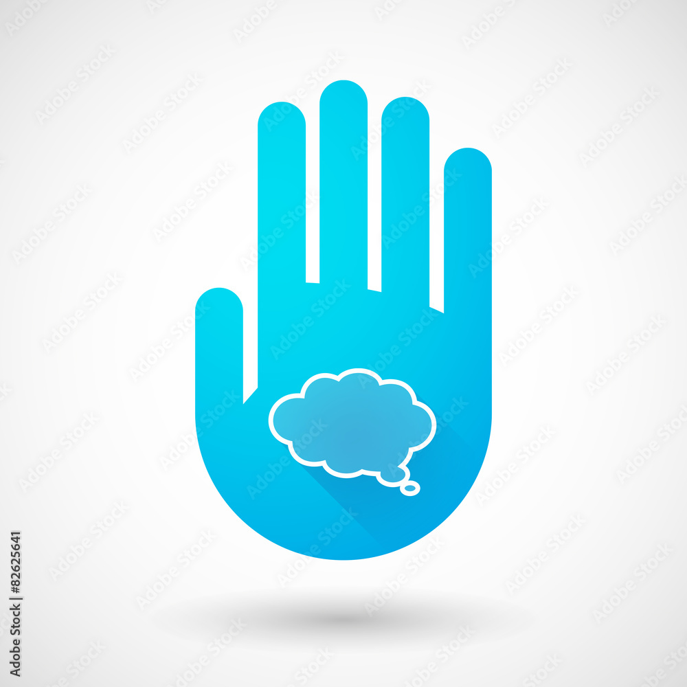 Obraz premium Blue hand icon with a cloud comic balloon