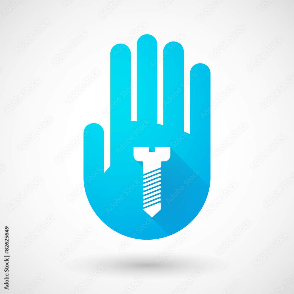 Blue hand icon with a screw Blue hand icon with a screw