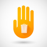 Orange hand icon with a trash can
