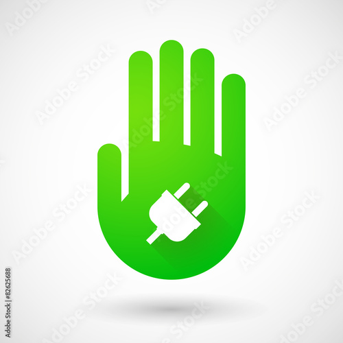Green hand icon with a plug