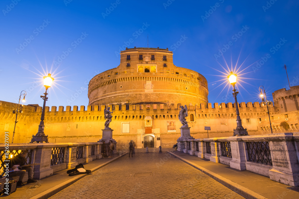 Sant Angelo castle over Tiber river in Rome, Italy
