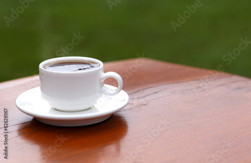Hot cup on table
