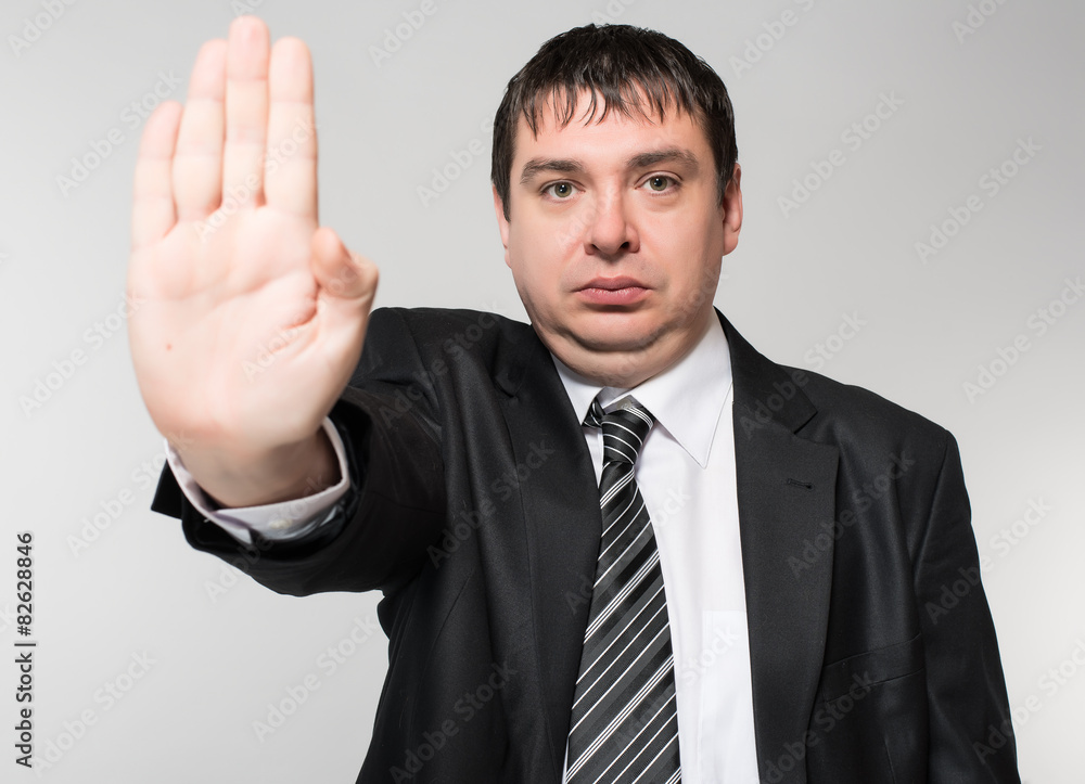 man showing stop man showing stop