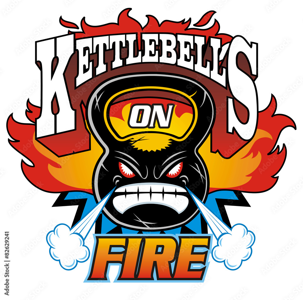 Naklejka premium kettlebells on fire