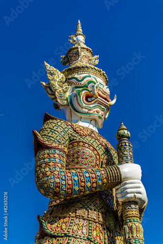 Giant Guard Statue at Wat pra Kaew Bangkok Thailand