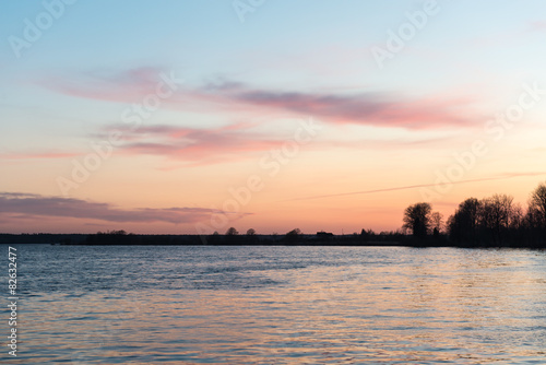 beautiful sunrise over the lake