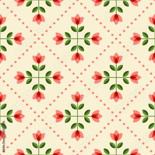 Seamless floral pattern with geometric flowers