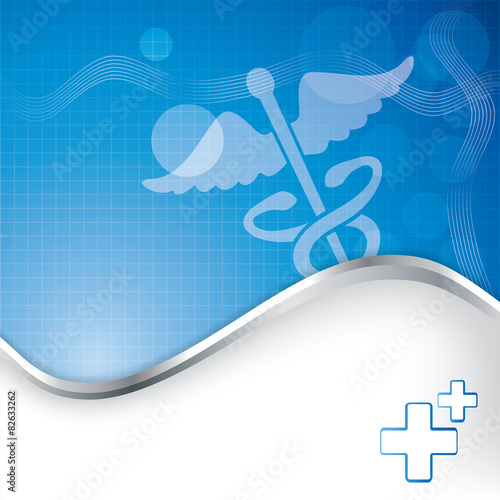 Abstract medical background with caduceus medical symbol.