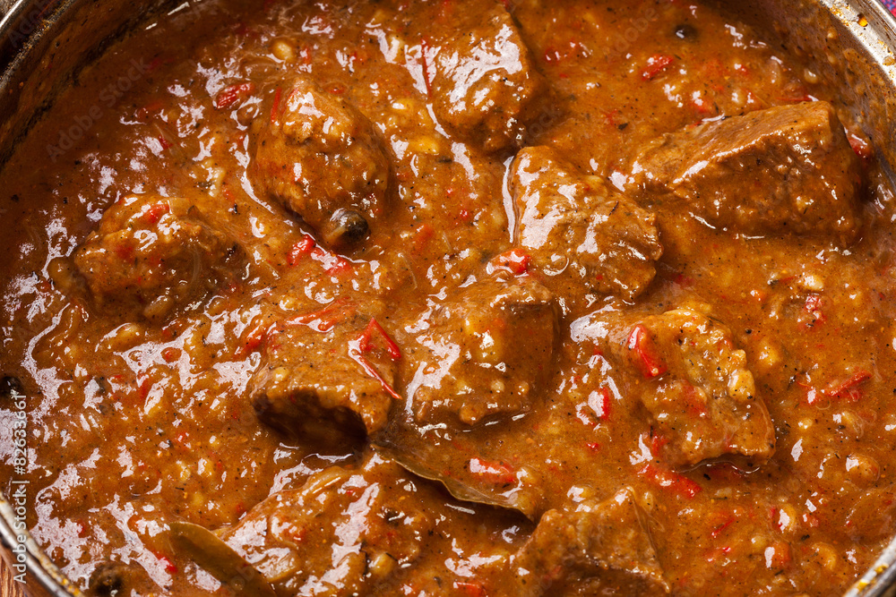 Beef stew in a pan