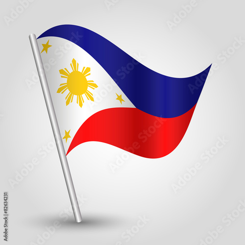 vector waving triangle filipino  flag on stick - Philippines