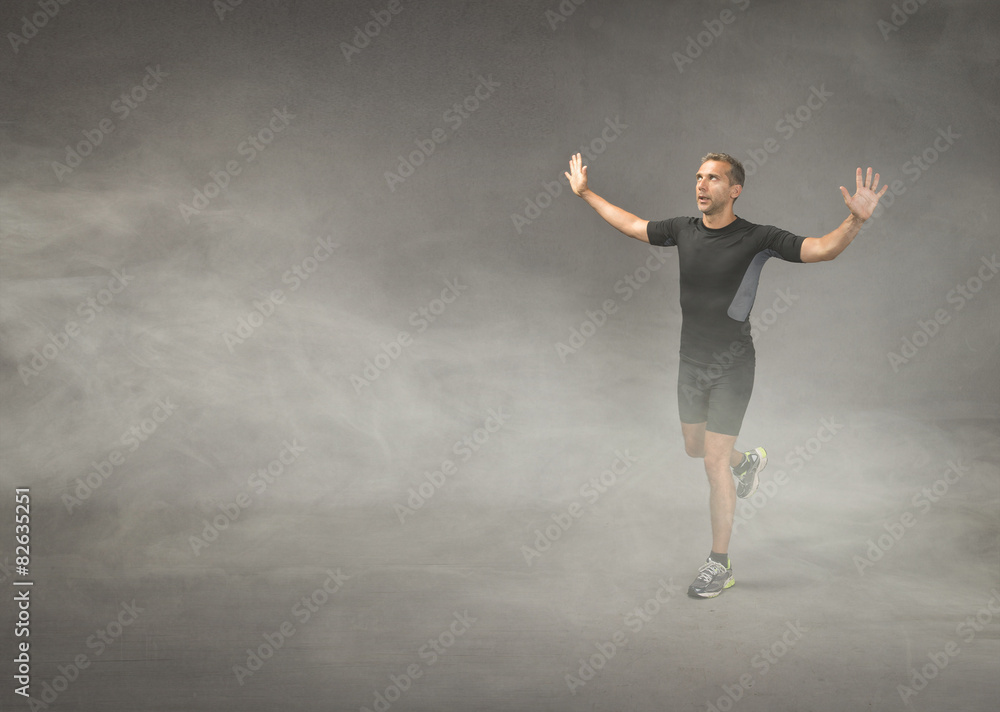 runner success with arms up runner success with arms up