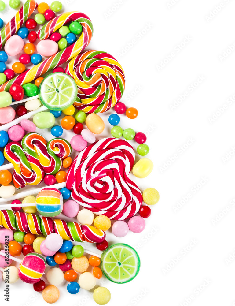 Colorful candies and lollipops