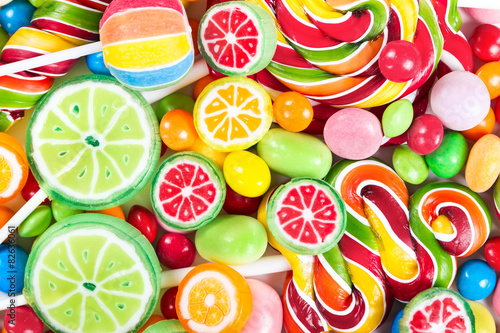 Colorful lollipops and candy