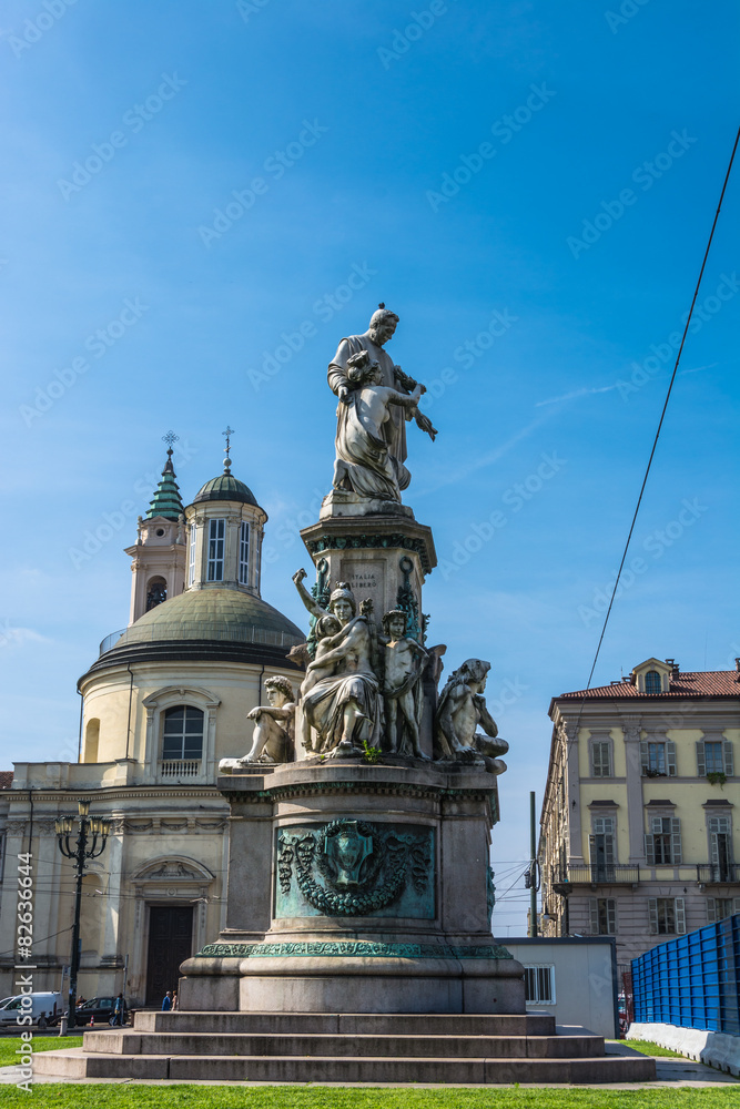 The Monument to Cavour in Piazza Carlina in Turin