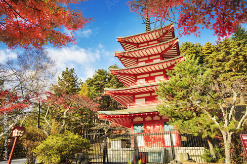 Mt. Fuji with fall colors in japan