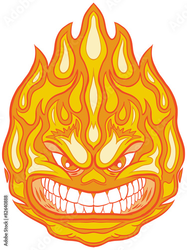 Angry Face Fireball Vector Clip Art Cartoon