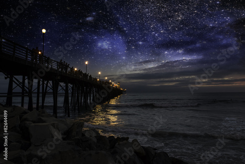 Starry night at Oceanside (San Diego) Pier. 