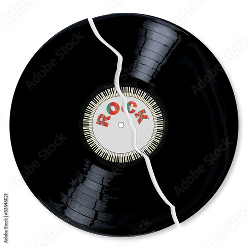 A broken LP vinyl record 